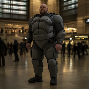 Create a photorealistic body portrait of Ben Rhodes, a fat obese...