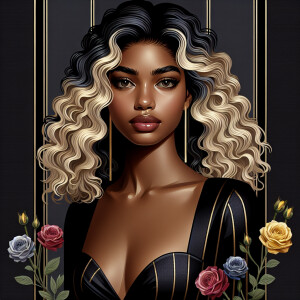 Create a vertical 3-D portrait of a light-skinned African-Americ...