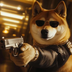 DOGE meme.,With guns robbing bank, GTA style