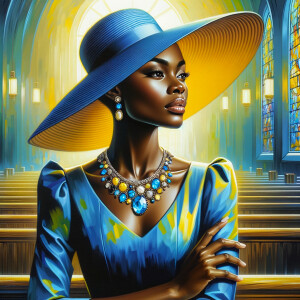 A spiritually enriching illustration portrays an African America...