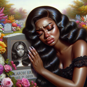 A beautiful light-skinnedb African-American woman with long wavy...