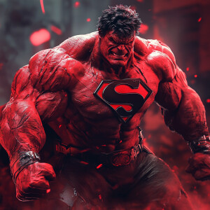 The red hulk fused with superman