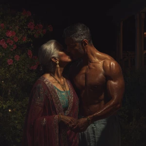 Hyperrealism painting.a muscular sweaty indian man standing in...
