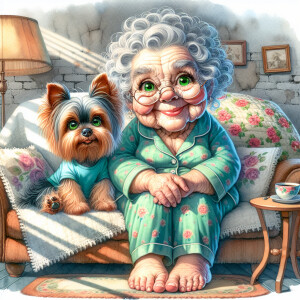 water color colored pencil style caricature image of a cute york...