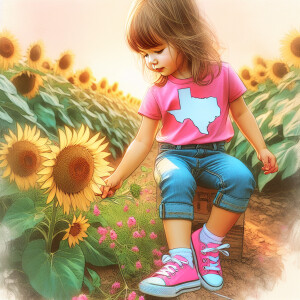 Design a digital art piece depicting a three-year-old American w...