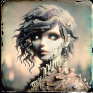 A whimsically eccentric digital avatar, exuding an air of myster...