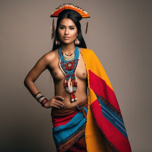 Native girl in traditional garbs posing for a model photoshoot,...