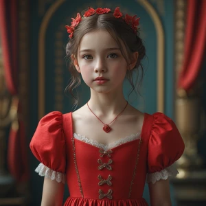 a girl in red dress
