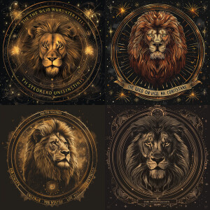 draw a social media logo with a lion in the middle and a caption...