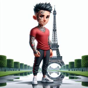 Create an image of Sukuna from Jujutsu Kaisen standing behind th...