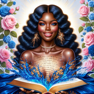 Create an image of an ultra-light-skinned African-American woman...