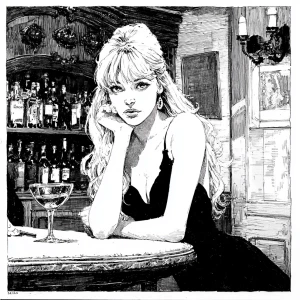 Brigitte bardot in a noir movie, by milo manara