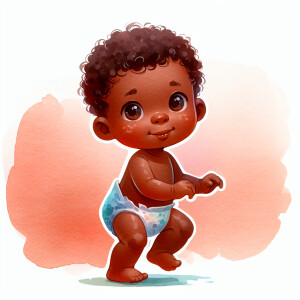 A single picture of adorable cute whimsical brown skin baby boy...
