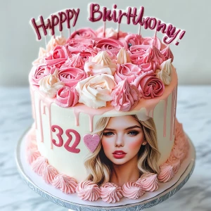 Make an ultra realistic birthday cake with the words Happy Birth...