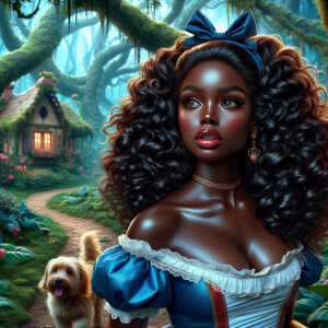 Alice in wonderland scene. A African American , Alice in wonderl...