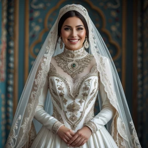 hyper realistic photography, look to the front, an Iranian bride...