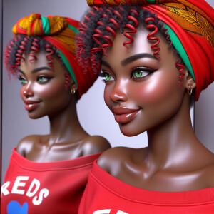 3-D image of a BEAUTIFUL LIGHT SKIN AFRICAN-AMERICAN young woman...