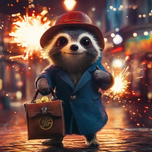 small animal dressed as a famous fictional bear character. The a...