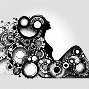 A digital abstract woman in the nude  she is created out of  tra...