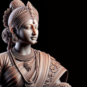 Create an image of an ancient, beautiful girl sculpture, depicti...