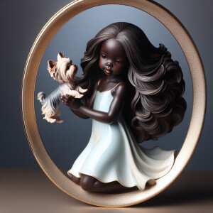 Prompt: porcelain Statue of a very light skin African-American g...
