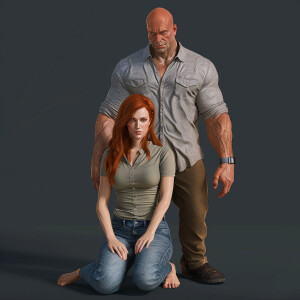 A photorealistic high resolution image. Light ginger haired fema...