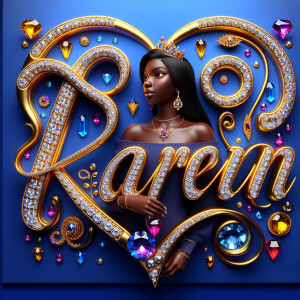 VCraft a 3-D image showcasing the name 'KAREN' in a luxurious go...
