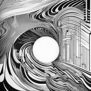 Create a detailed Art Nouveau-style coloring book page with blac...