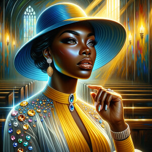 A spiritually enriching illustration portrays an African America...