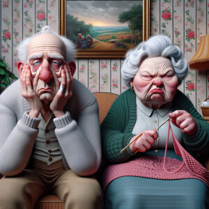 Digital art, a stylized light skin African-American elderly coup...