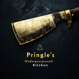 Create a logo for "Pringle's Underground Kitchen" that combines...