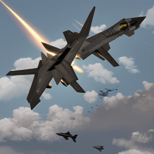 F-22 fighter jet in an aerial fight with a dragon