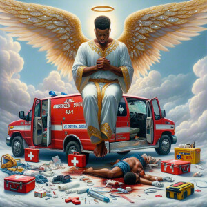 Create a realistic 3D oil painting depicting a scene of emergenc...
