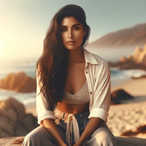 Create a digital artwork depicting a woman who looks like Maite...