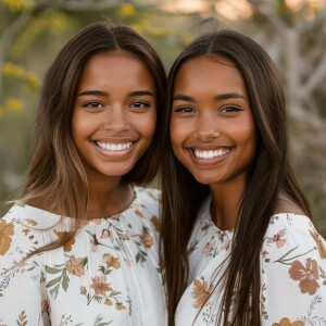 Cute Twin sisters 

-

A cute woman

Californian

Smiling 

Clot...