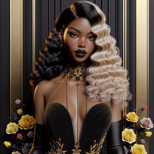 Create a vertical 3-D portrait of a light-skinned African-Americ...