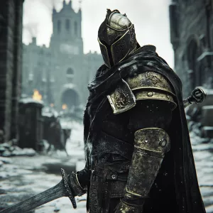 Design an image capturing a scene blending elements from the Dar...