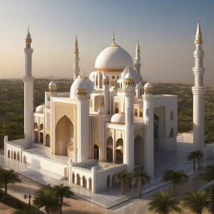 60 feet by 400 feet middle eastern stone and marble   masjid wit...