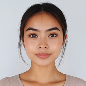 A 21-year-old Filipina woman with a clean face, exuding cuteness...