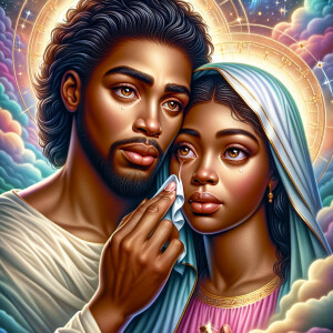 Ensure that the image distinctly represents both Jesus Christ an...