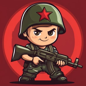 logo of a kid Russian soldier in contemporary military attire, h...