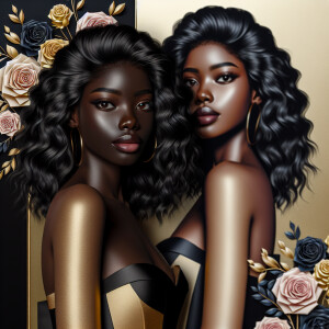 Create a vertical 3-D portrait of a light-skinned African-Americ...