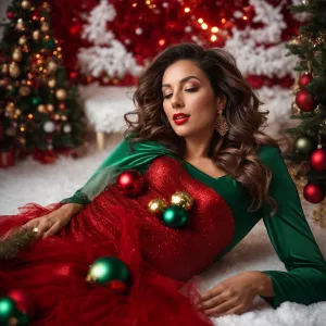 A festive and playful Christmas-themed image of Dahlia Valentina...