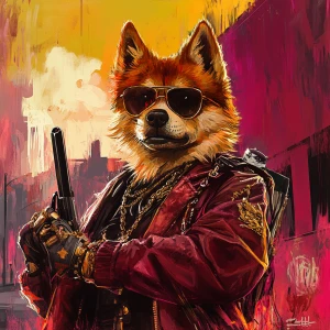 MEME DOGE in GTA art style,  , highly detailed character portrai...