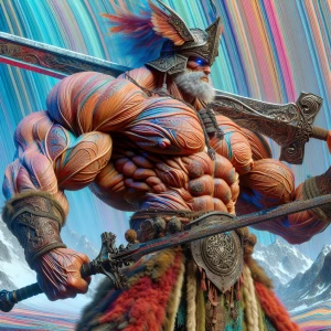 "Create a 3D photorealistic image of Conan the Barbarian in 8K U...