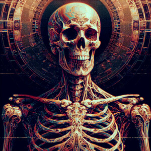 A skeleton in VHS style 8k ultra hd quality profile picture GOTH...