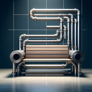 Design a frame for a bench made of metal profile pipe