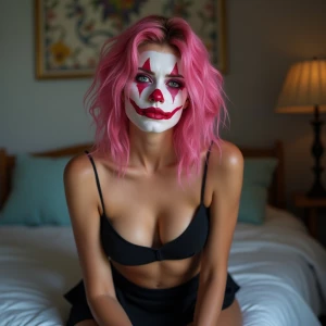 Portrait of a beautifu Tan l Caucasian woman with pink  Metallic...