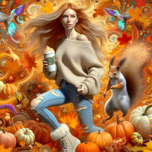 Create a photorealistic image of a woman with ginger hair and pa...