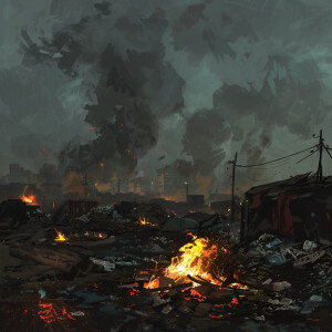 burning trash dump